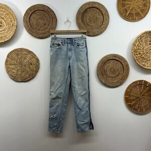 Abercrombie Distressed Side Zipper Annie High Rise Girlfriend Jeans 25/0